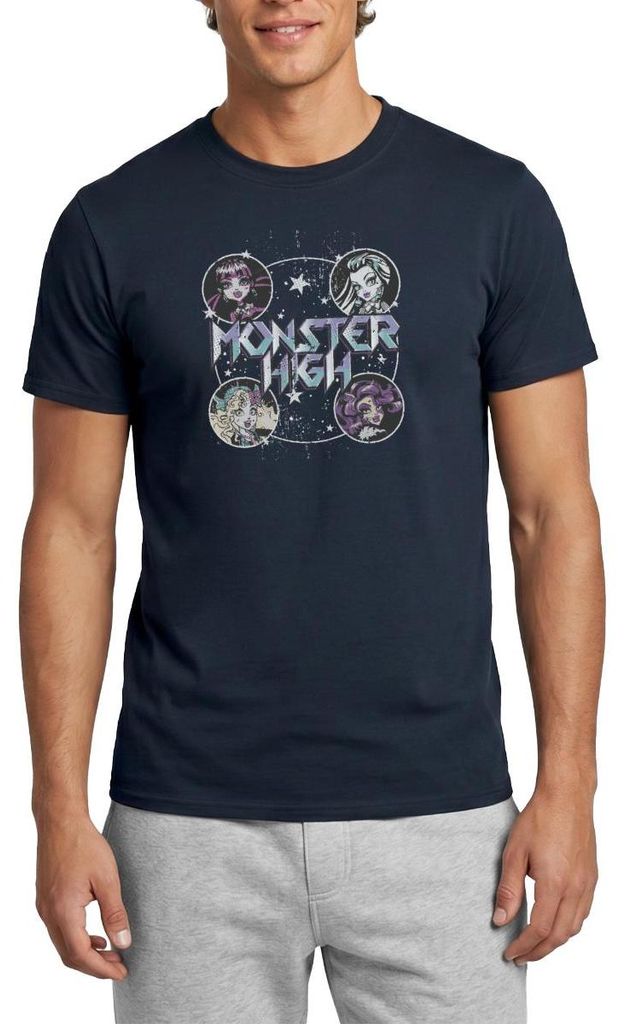 Spreadshirt Monster High Draculaura, Frankie Stein & Freunde Männer T-Shirt, S, Navy