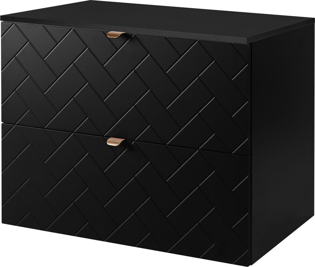 Badezimmerschrank, Schwarz mit goldener Griff / mit oberer Platte, 80 x 57 x 46 cm