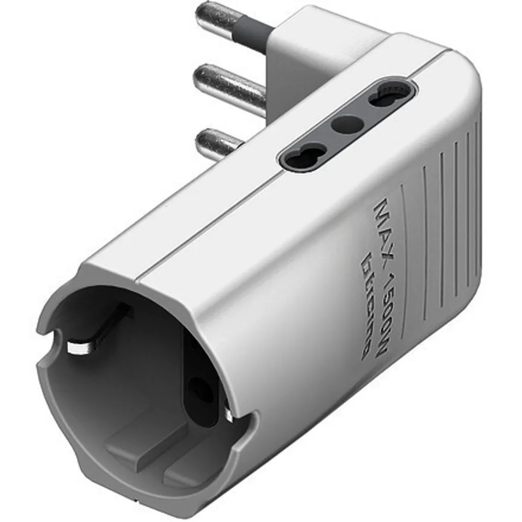 Adaptateur prise secteur blanc Bticino S3616DE sécurité renforcée