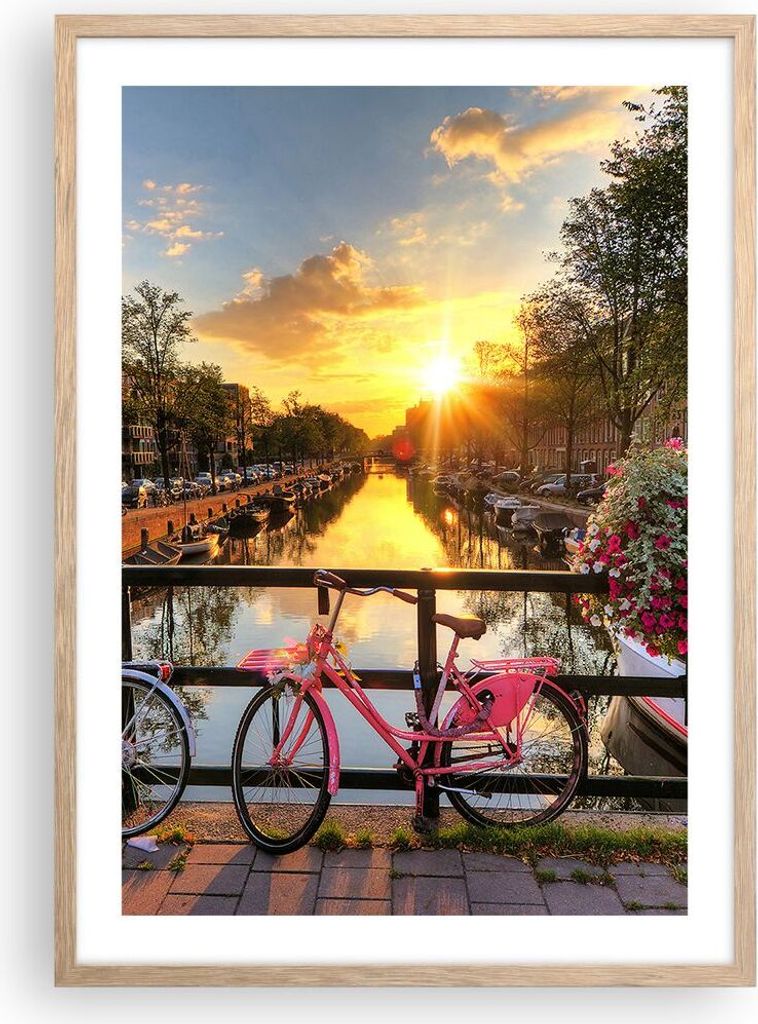 Gerahmtes Poster - Rahmen in heller Eiche - Bikes Kanal Produktbild 