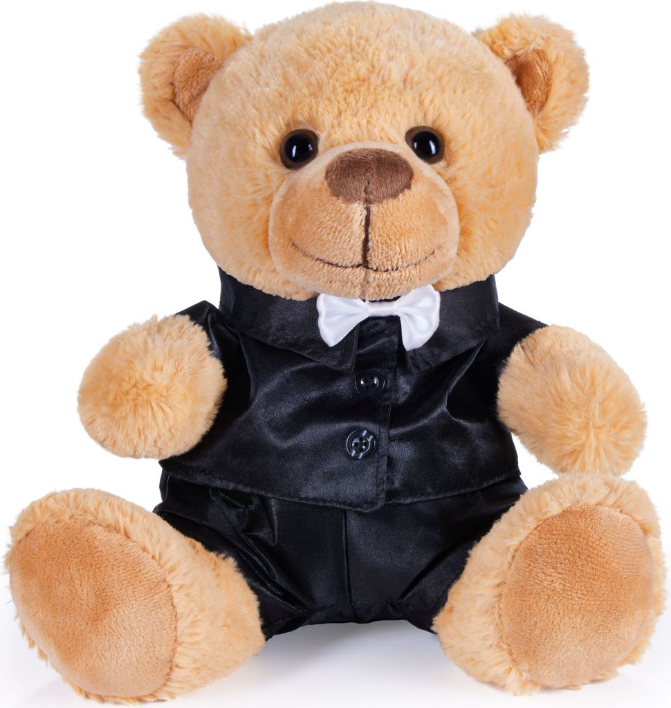 BRUBAKER Teddybär Bräutigam im Anzug - 25 cm Teddy Geschenk für Hochzeit, Verlobung und Junggesellenabschied - Hochzeitsgeschenk Kuscheltier