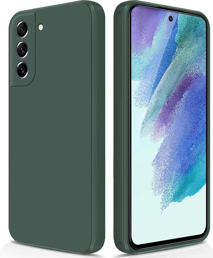 Silikon Hülle für Samsung Galaxy S21 FE 5G Flüssigsilikon Dünn Gel Gummi Matt Kratzfeste Schutzhülle Nachtgrün