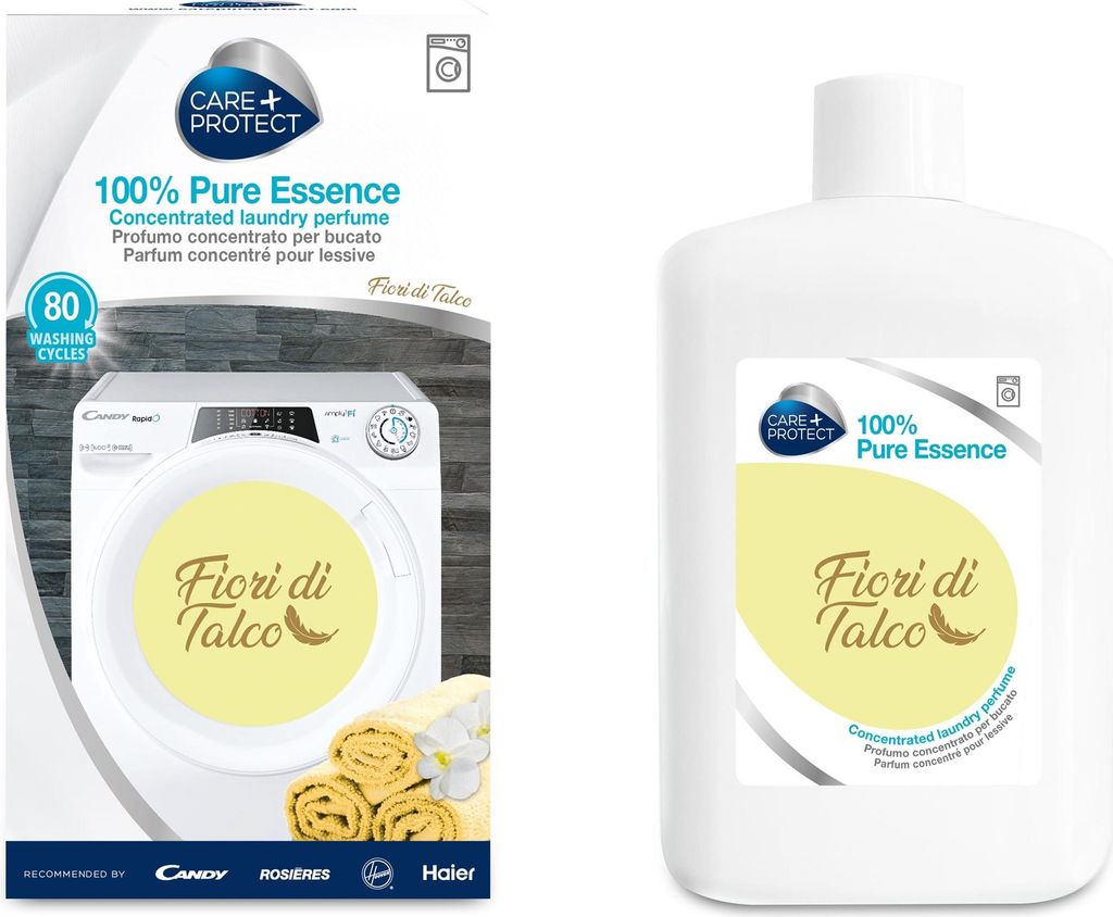 The image shows the packaging and a bottle of concentrated laundry perfume.