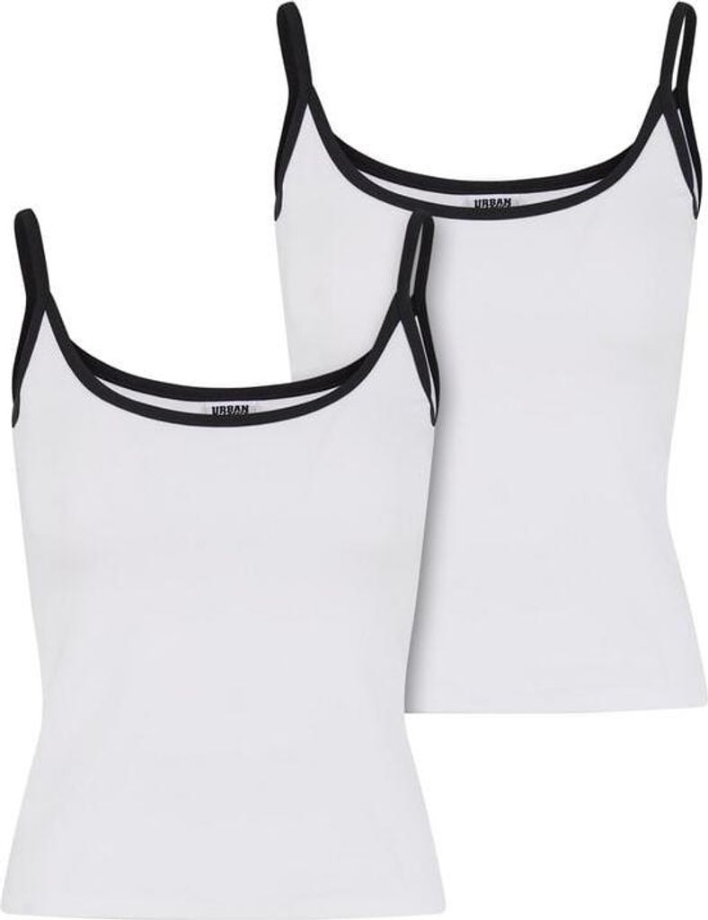 Urban Classics Top Damen Ladies Contrast Basic Top 2er Pack weiß/schwarz XS