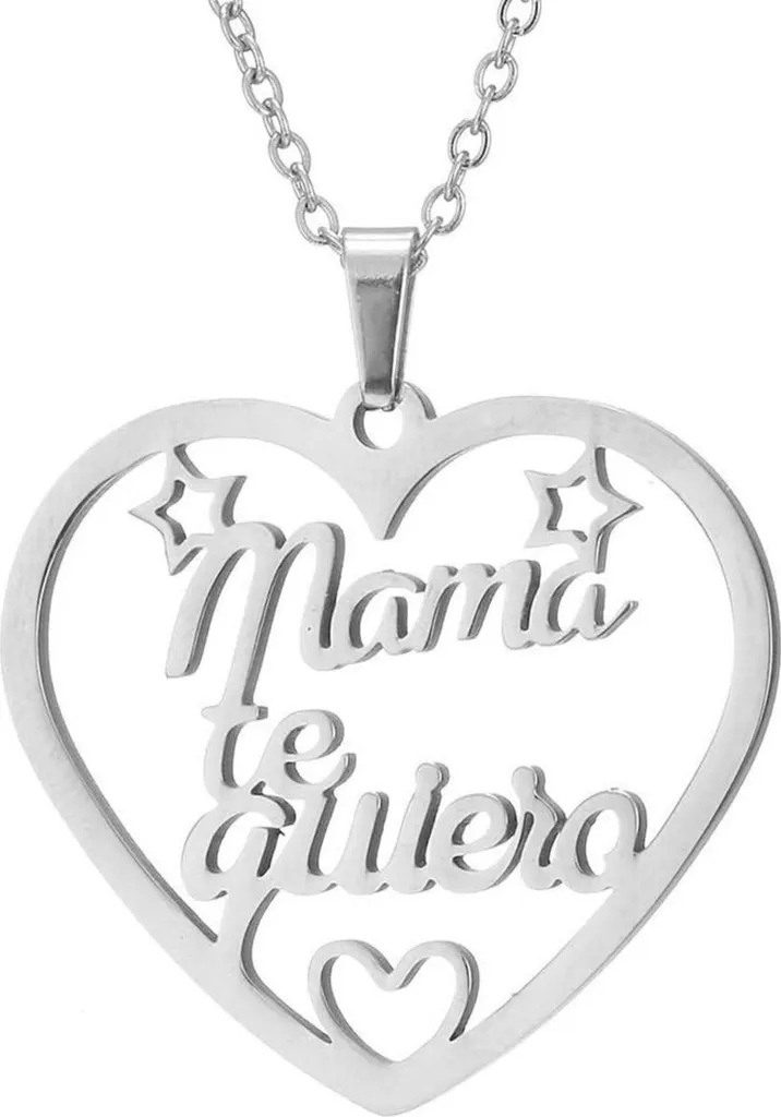 Collana Cuore Mamma Oro Argento | Catena Acciaio Inox 50cm Elegante