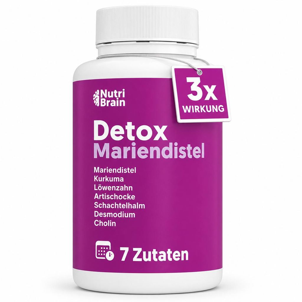 Mariendistel mit Kurkuma, Artischocke, Löwenzahn, Schachtelhalm, Cholin & Desmodium | 80% Silymarin | Labor | Hochdosiert | Detox für Leber