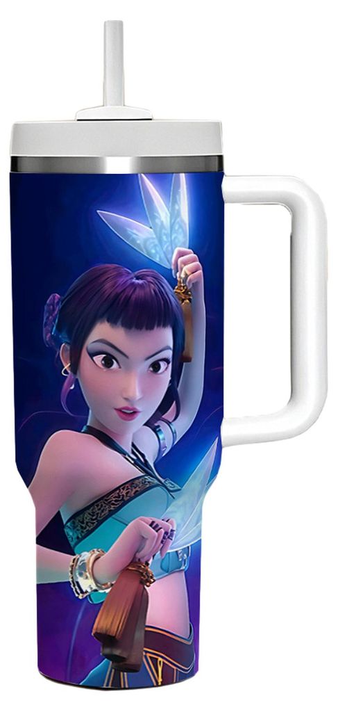 Isolierter Edelstahlbecher mit Griff, 1,2 Liter Fassungsvermögen, ideal für unterwegs, als Reisebecher oder Geschenk für Freunde und Familie.