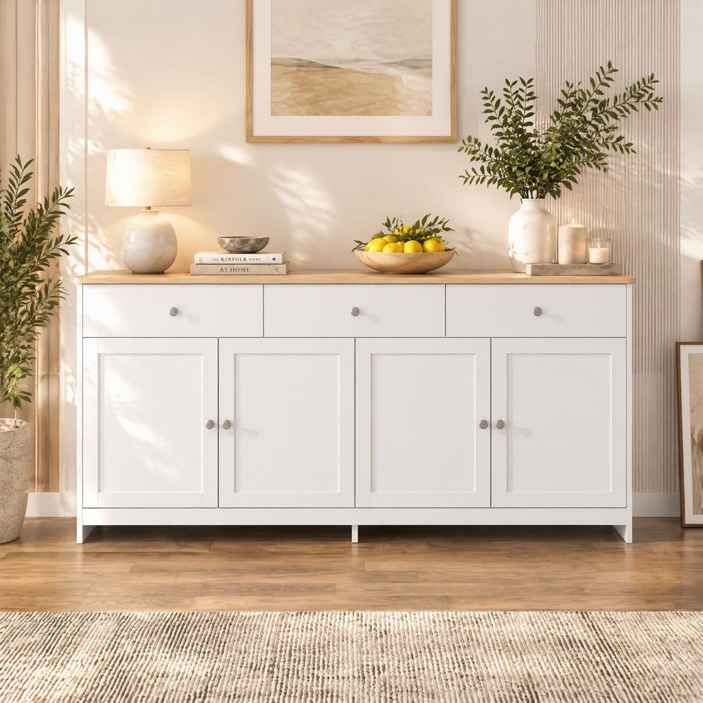 INONEFT Sideboard 160cm mit Holzoptik-Platte, küchenschrank