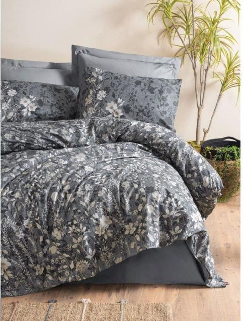L'Essentiel Linge de Maison, Comely - Anthracite, Ranforce King-Size-Bettbezug-Set (FR), Anthrazit, 100 % BAUMWOLLE RANFORCE, 240 x 220 cm