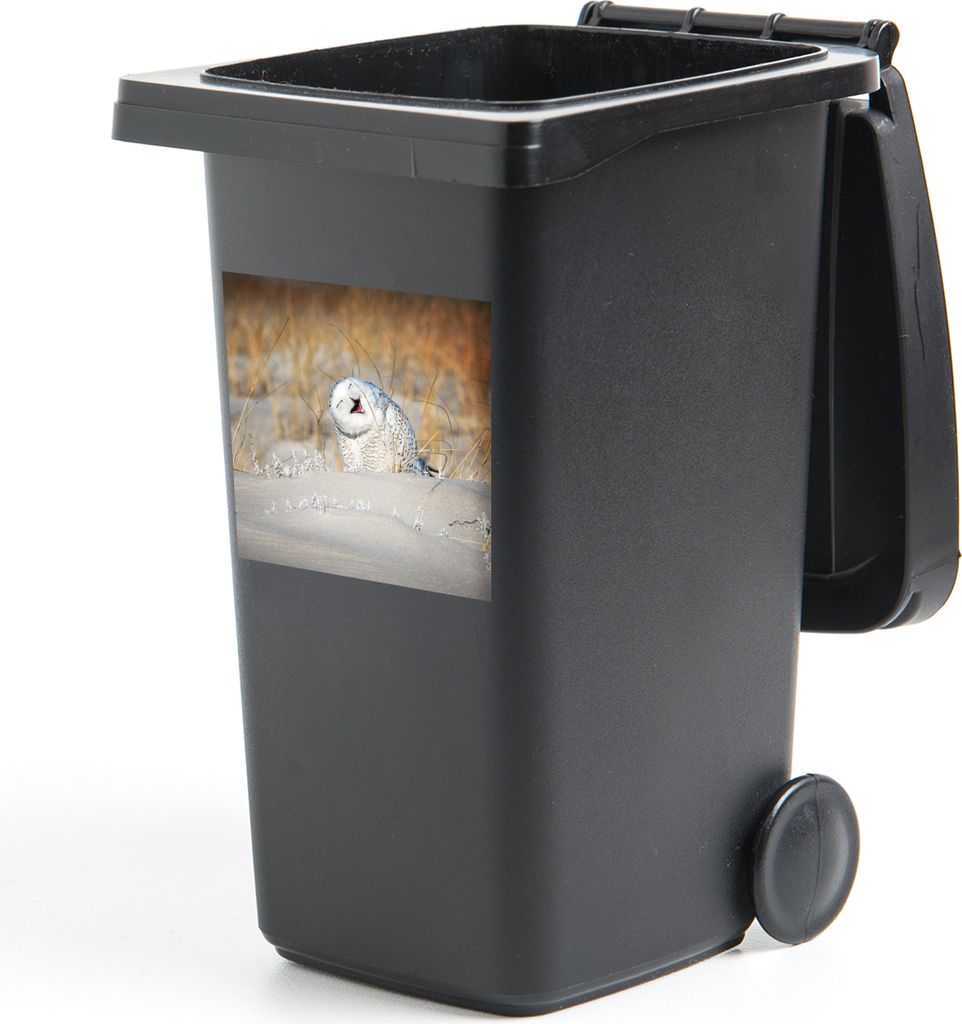 MuchoWow Mülltonnenaufkleber Eule - Schnee - Düne 40x40 cm - Abfall-Aufkleber - Container - für Abfallcontainer