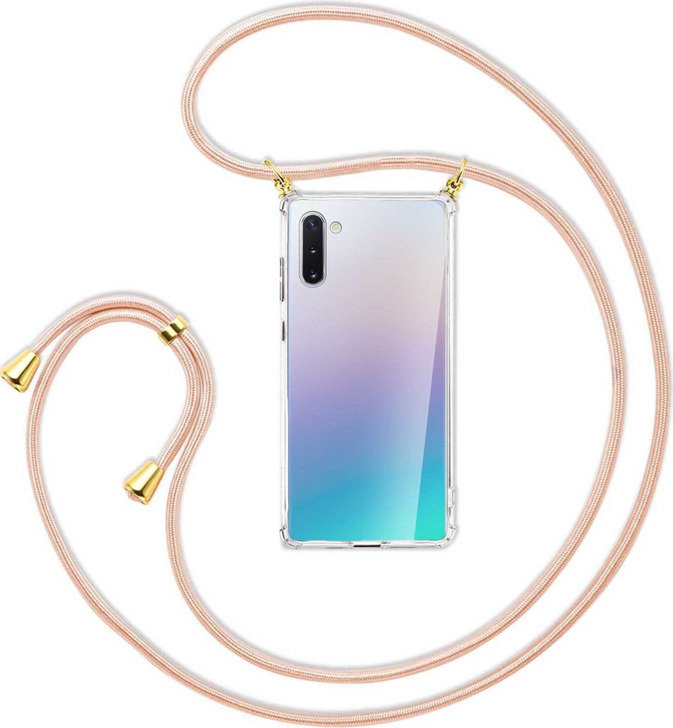 Handykette Backcover-Schutzhülle mit Band (Metall goldfarben) für Samsung Galaxy Note 10 - rose peach