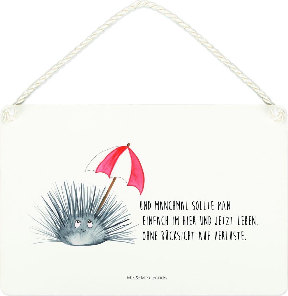 Mr. & Mrs. Panda Schild Seeigel DIN A4 - Weiß - Geschenk, holzbild, Türschild, Meer, Selbstliebe, Wandbild Holz, kleine aufmerksamkeit, Achtsamke...