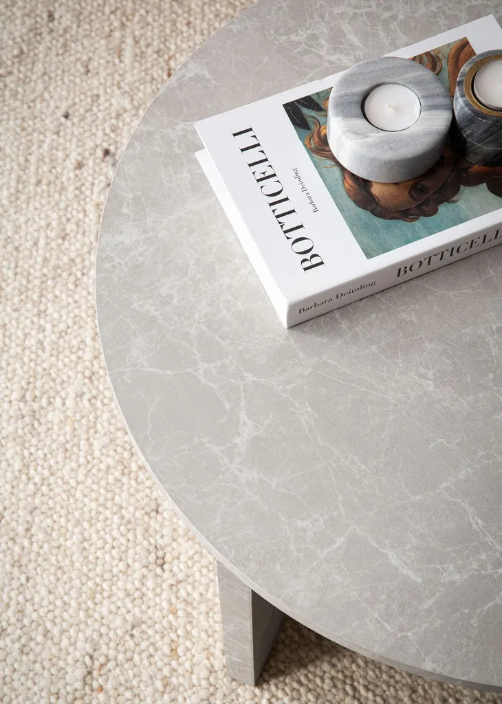 WOHNLING Table Basse Sable 60 cm Aspect Pierre Table de Salon Ronde Moderne - 4