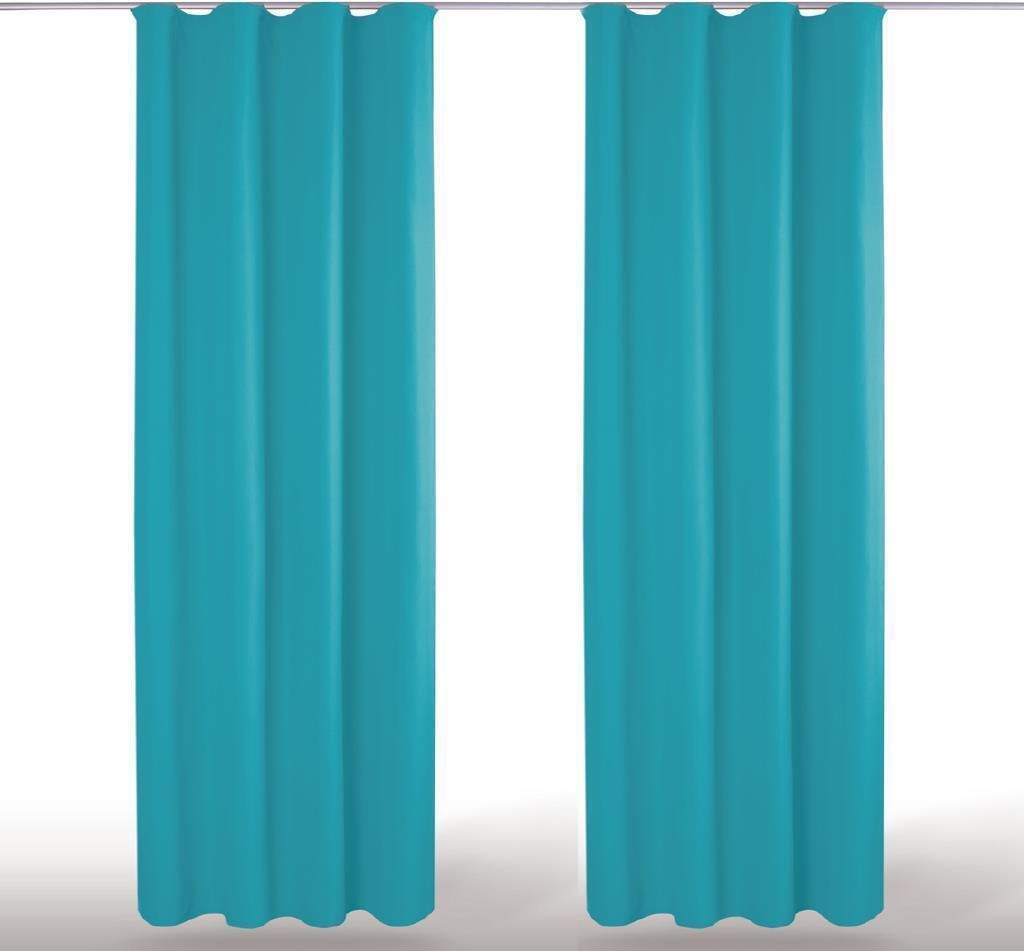 2x Gardinen Microfaser mit Kräuselband (Türkis), Größe: Produktbild 