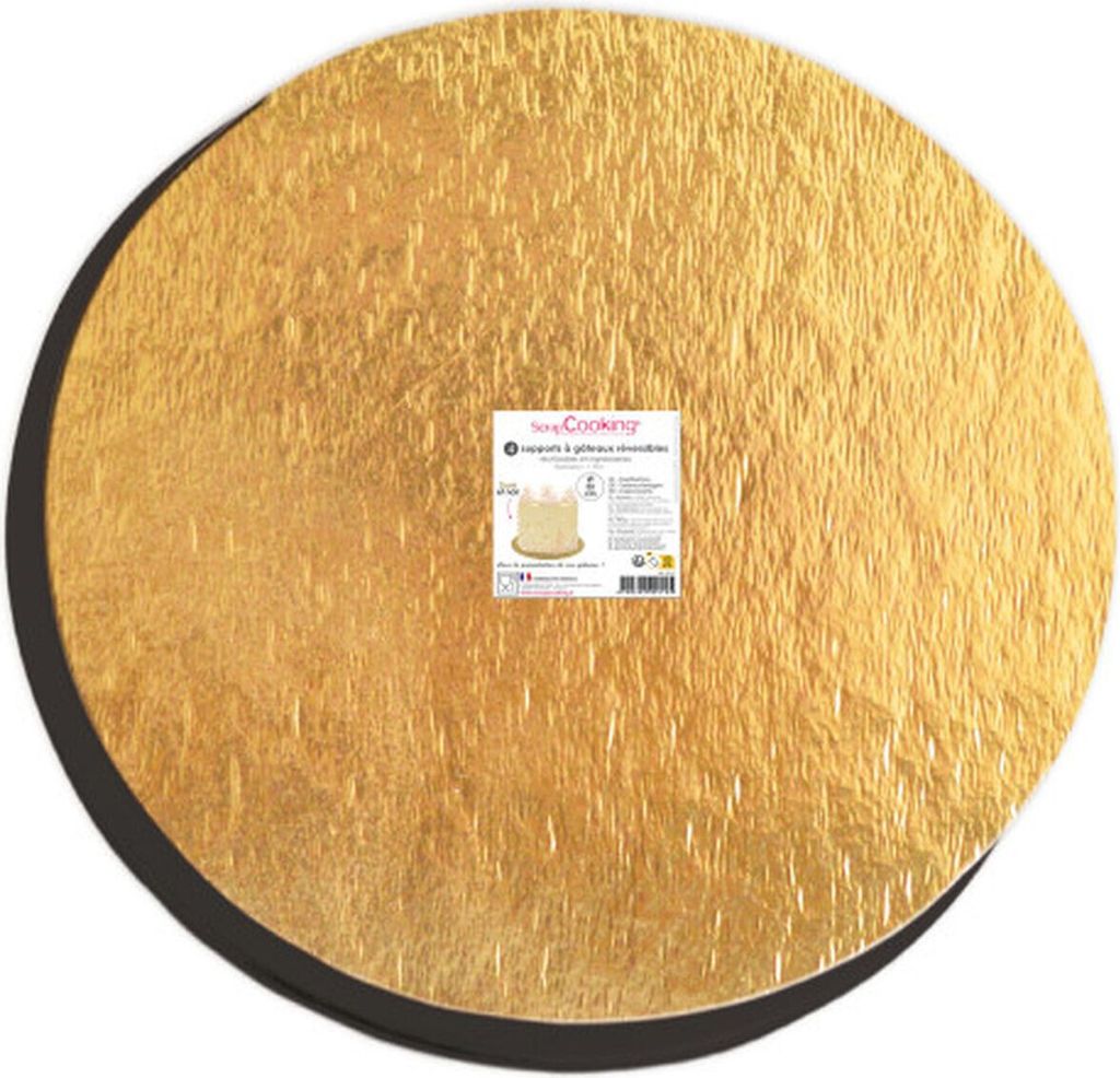 ScrapCooking - 4er-Set Tortenunterlage Rund Ø 30 cm - Cake Board - Karton Gold & Schwarz - Große Tortenplatte XXL - Kuchenplatte Cakeboard für T...