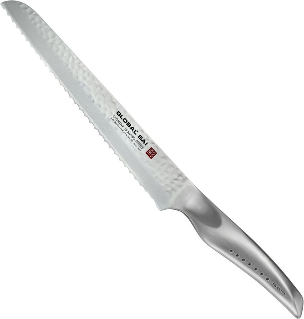 Global SAI Brotmesser - 23 cm, Cromova 18 Stahl, gezackte Klinge