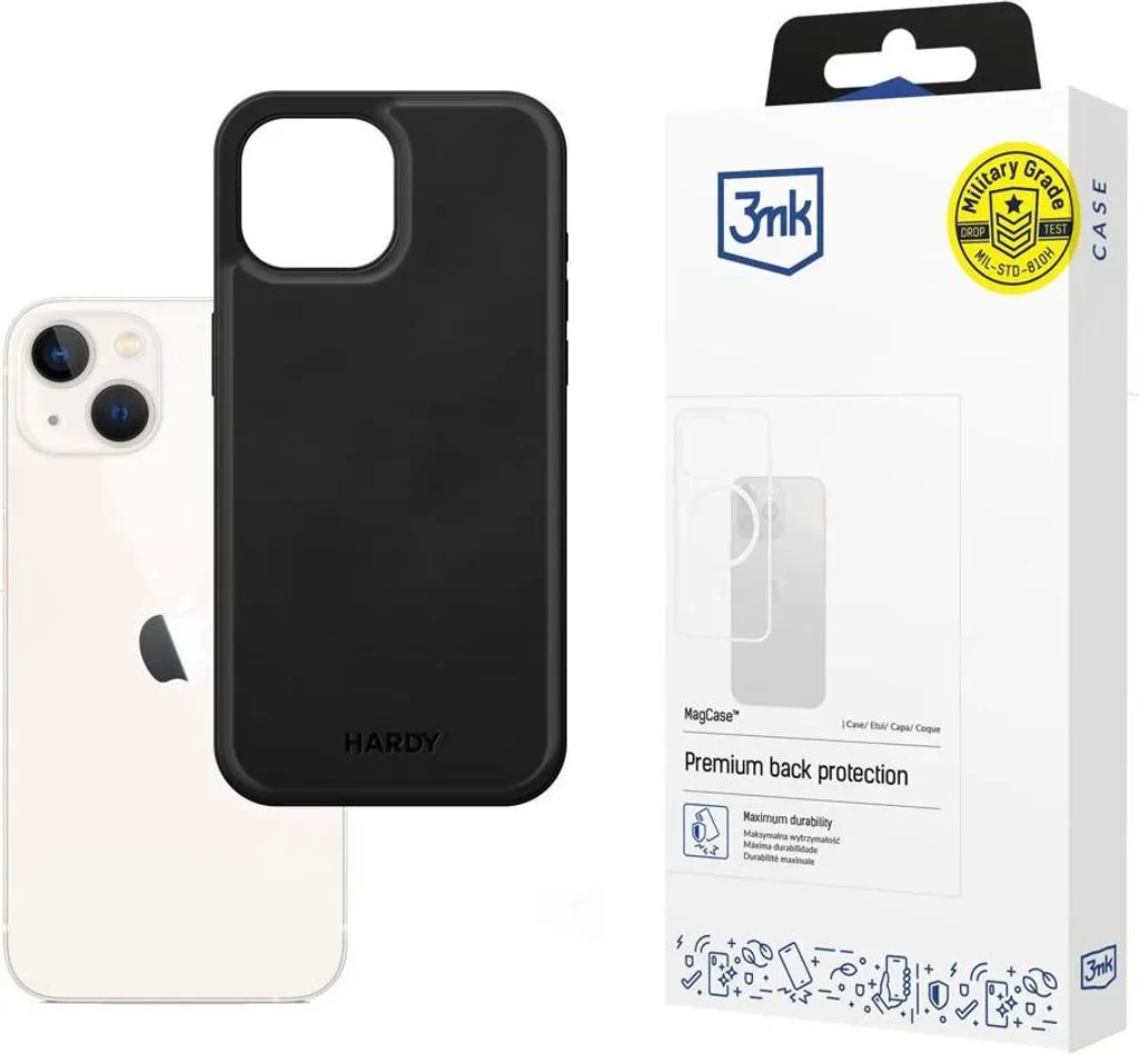 Custodia 3Mk Hardy iPhone 13 - Pelle di Seta MagSafe Nera/Blu