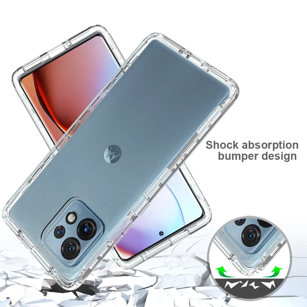 GOGME Cover per Motorola Edge 30 PRO, Rugged Custodia Trasparente con [Protezione Schermo Integrata], Staccabile Silicone PC + TPU Antiurto Protettivo Cover, Viola Chiaro