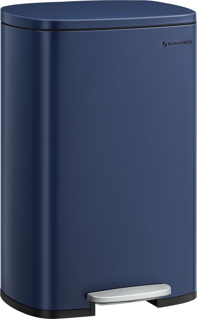 SONGMICS 50 Liter Mülleimer Küche Abfalleimer mit Deckel Treteimer, Blau