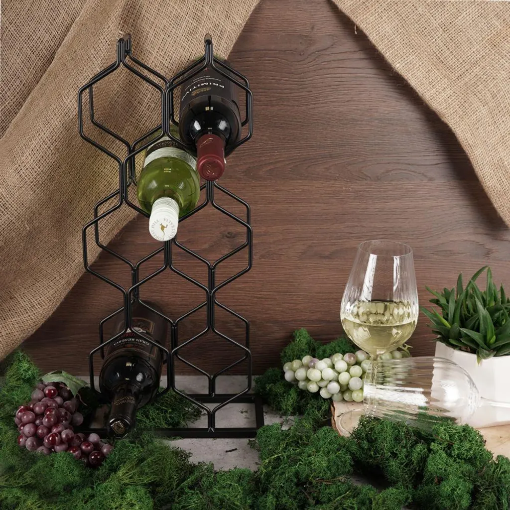 Support bouteilles vin métal 8 emplacements noir mat au design compact