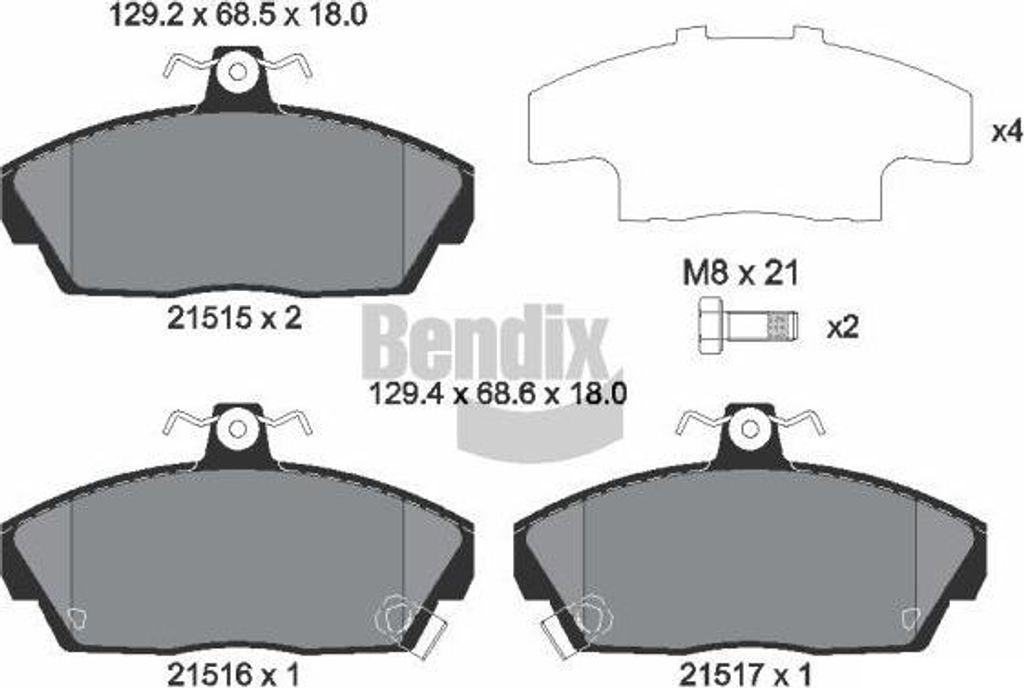 BENDIX Braking BPD1330 Bremsbelagsatz, Scheibenbremse OE 45022S6DE01 kompatibel mit Civic