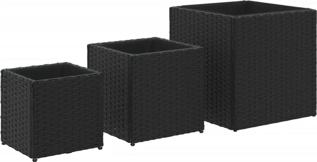 Bac à plantes vidaXL poly rotin noir : jardinière durable de jardin
