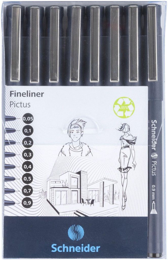 Schneider Pictus fineliner set nero 8 pz. Immagine del prodotto 