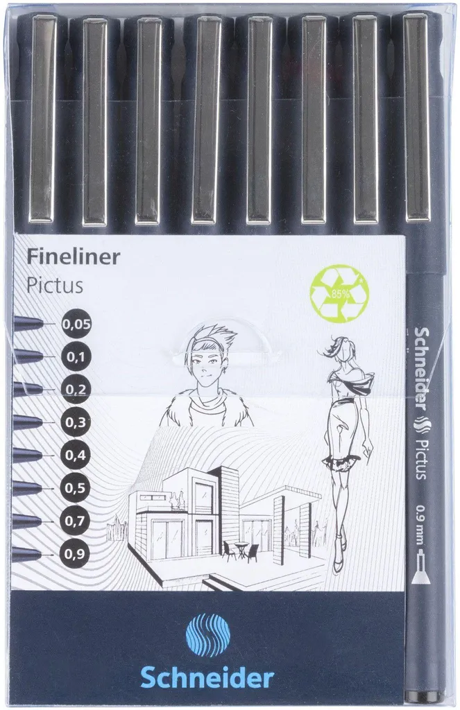 Feutre Fineliner Schneider Pictus Pointe Métal et Encre Indélébile Noir