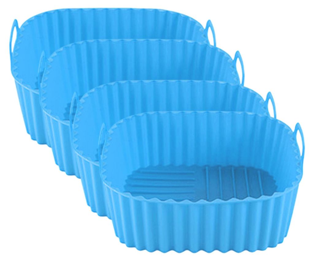 Silikon-Heißluftfritteusenkorb, antihaftbeschichtet, BPA-frei, mit Griffen, spülmaschinen- und ofenfest, gleichmäßige Wärmeverteilung, Zubehö...