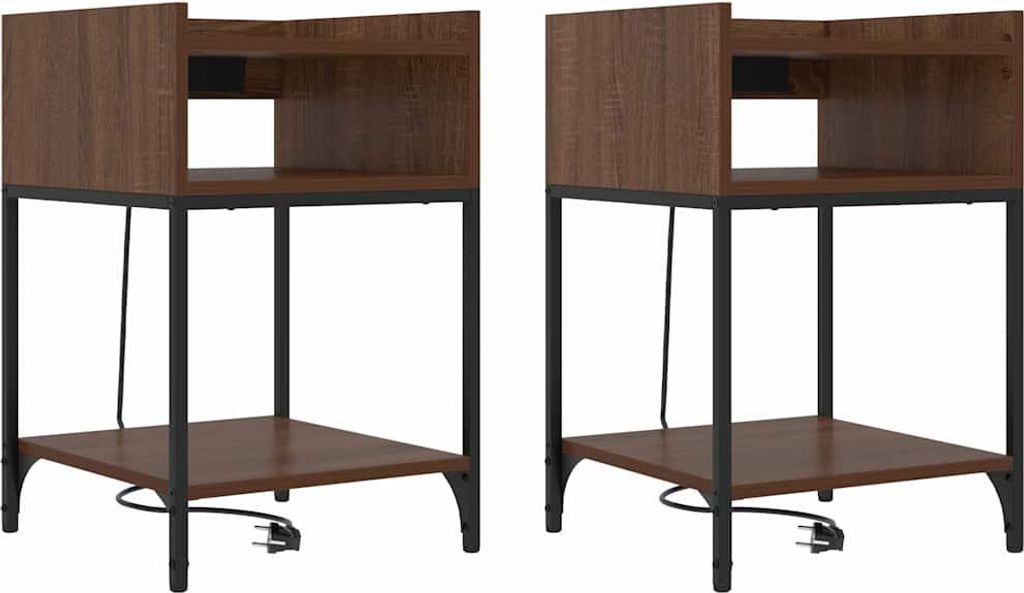 Nachttisch mit Regal 2 pcs Braun Eichen-Optik 40 x 40 x 61 cm
