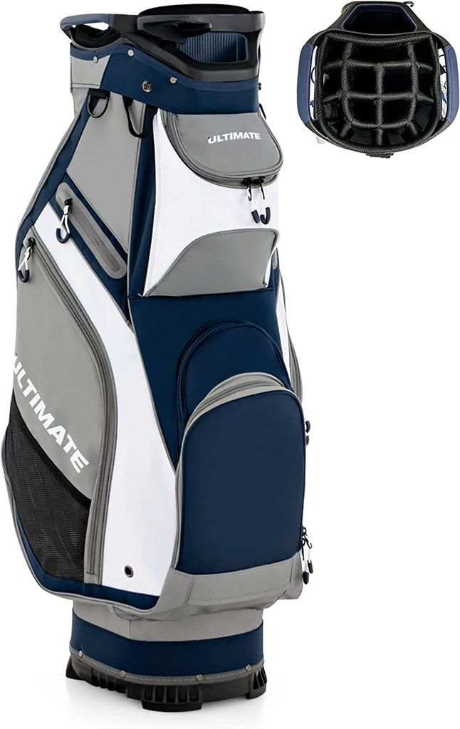 GOPLUS Golftasche mit 14 Trennwänden und 7 zusätzlichen Taschen, Golfreisetasche mit breite Basis, Dicker Schultergurt & PVC-Griff, Standtasche