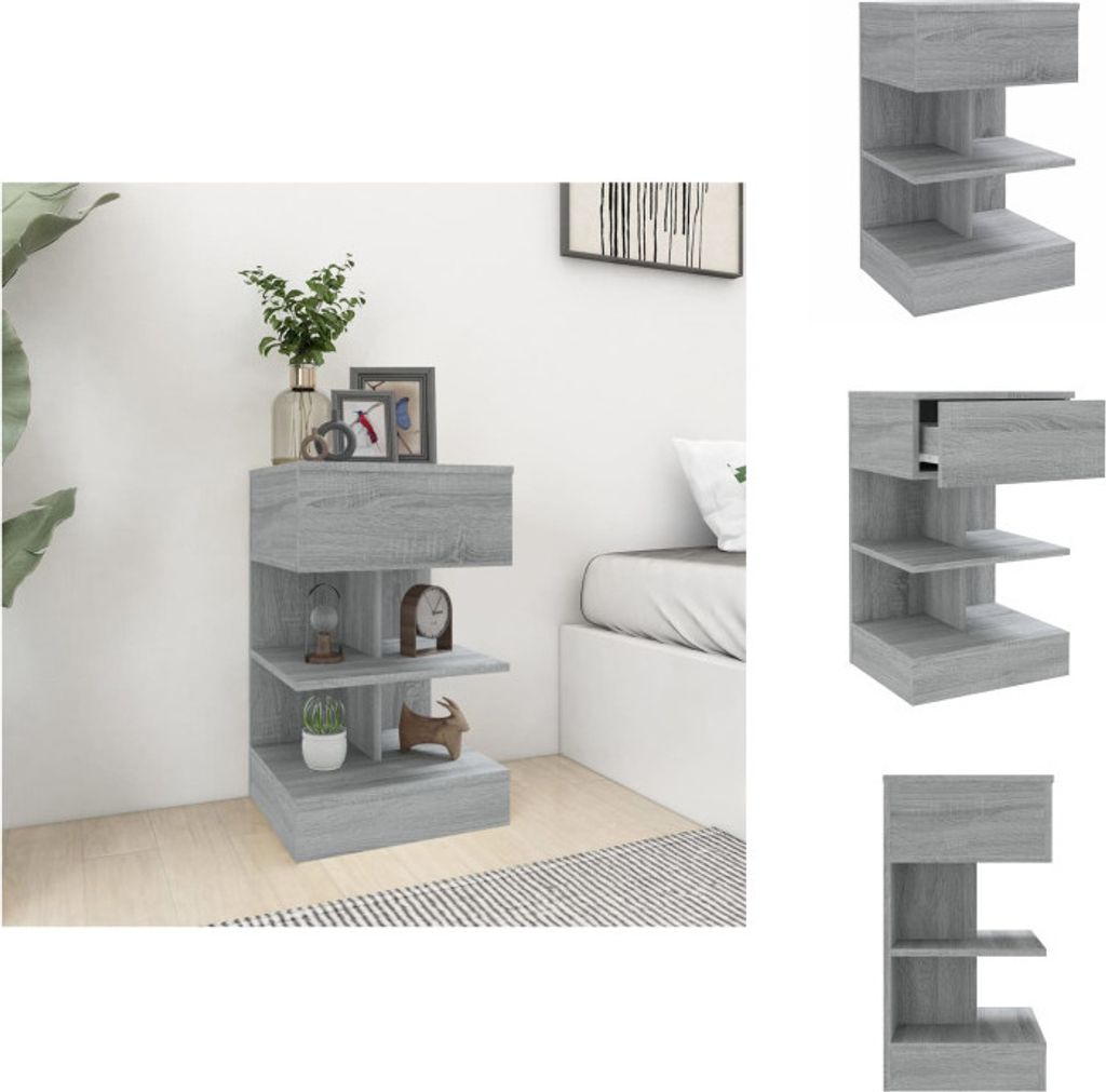 vidaXL Nachttisch Grau Sonoma 40x35x65 cm Holzwerkstoff - Nachttische
