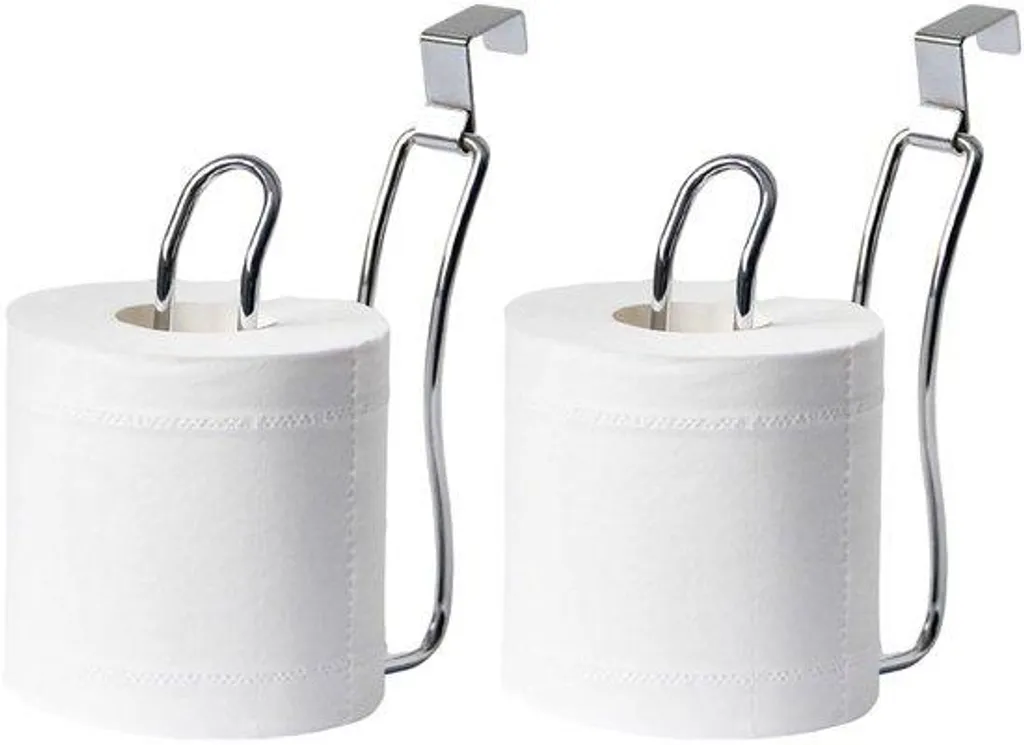 Porte-rouleau toilette adhésif argenté sans trou lot de 2 spécial carrelage