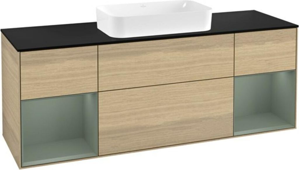 V&B Waschtischunterschrank Wandbeleuchtung Finion 160cm, Pl bla m, Reg Oli. m Lac, Oa ven