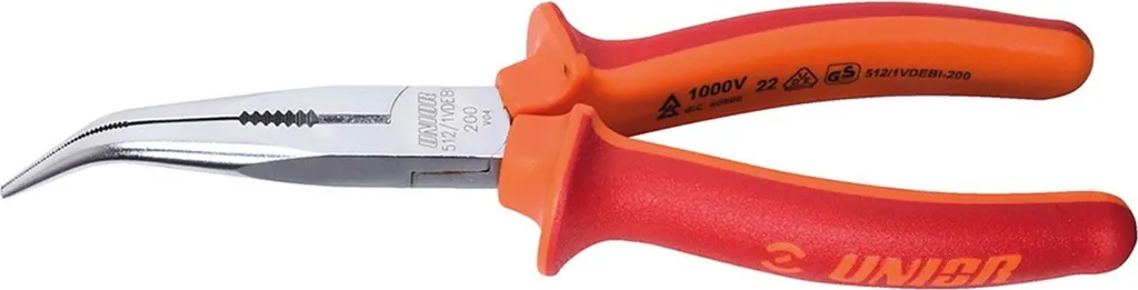 Pince à bec plat courbée 45° 170mm 512/1VDEBI pour travaux électriques