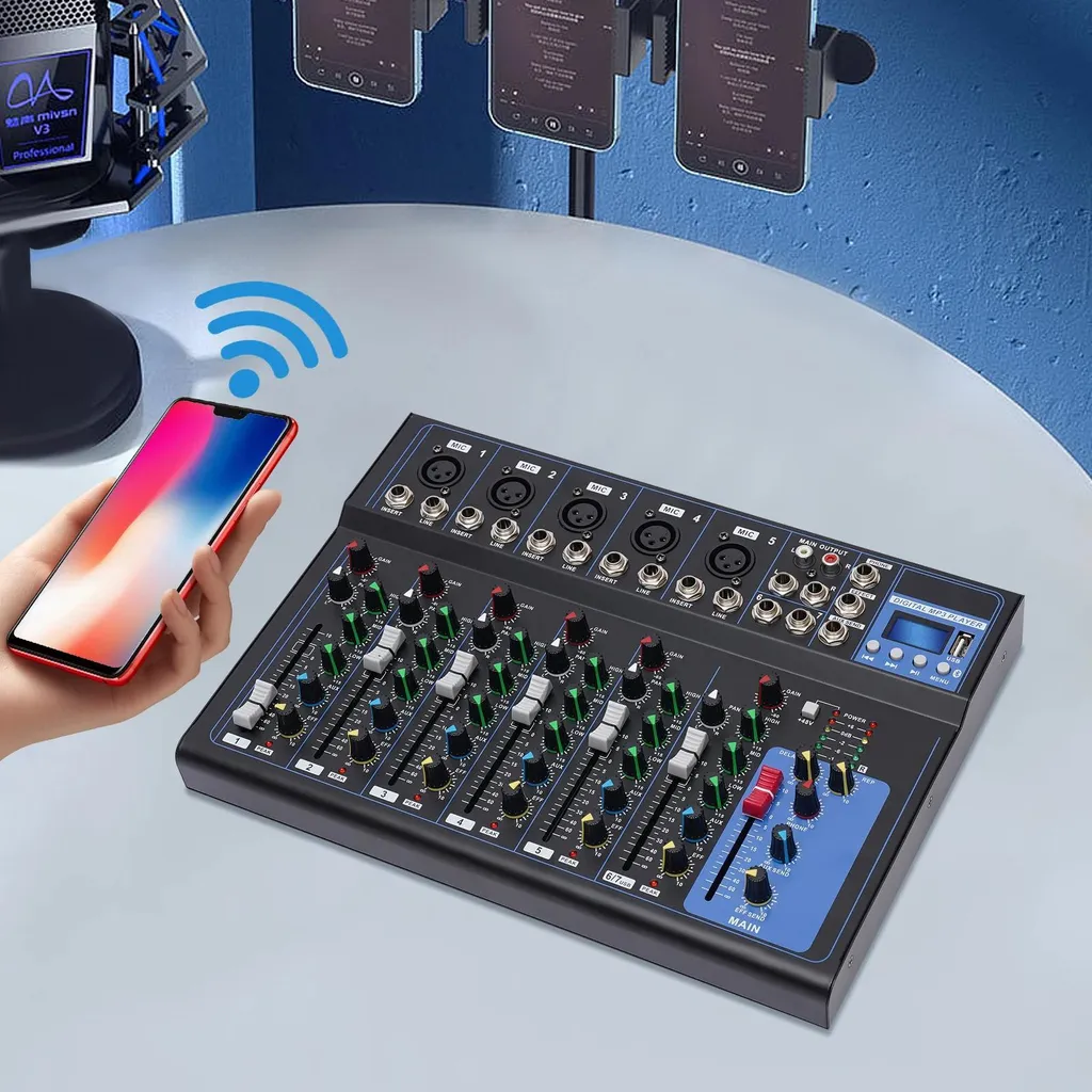 Mixer Audio per Streaming e Podcast Bluetooth 7 Canali USB 48V - 3