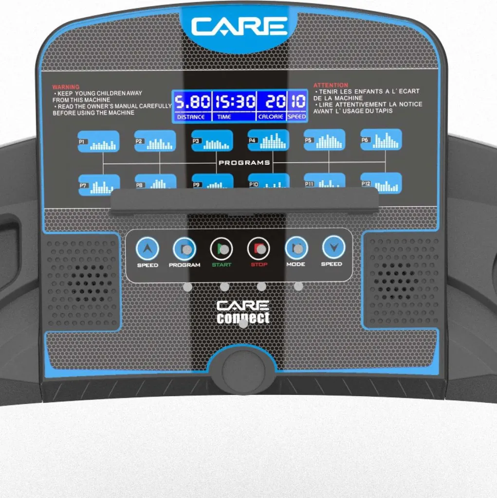Tapis de course CARE 14km/h interactif Kinomap avec écran LCD et Bluetooth