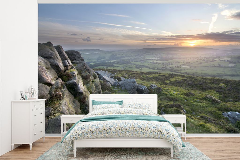 MuchoWow Fototapete für Wohnzimmer oder Schlafzimmer Wandtapete Vinyl Motivtapete Sonnenaufgang im Yorkshire Dales National Park in England - 34...