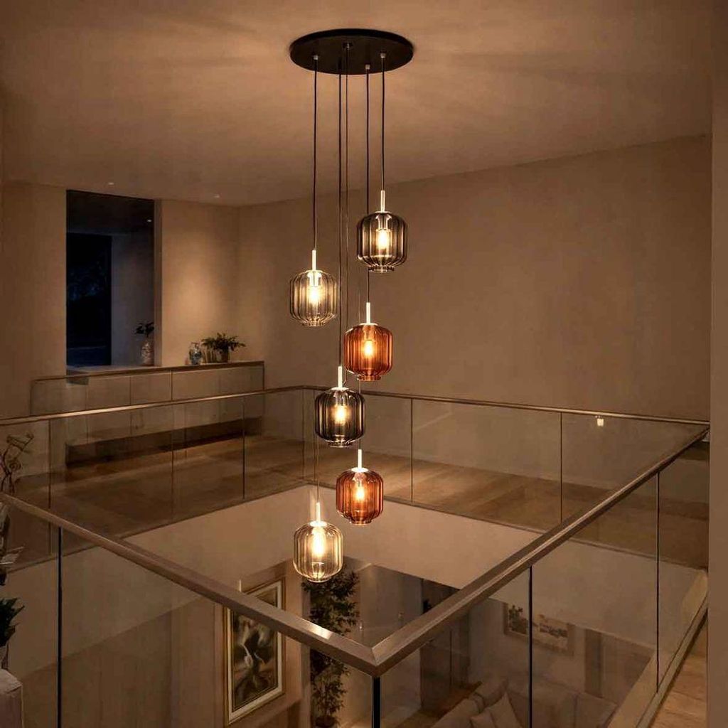 s.luce Velo Galerieleuchte 5-flammig Ø 60cm Baldachin, Ø 25cm Rauch 5-Flammig Zylindrisch, Rund, Länglich