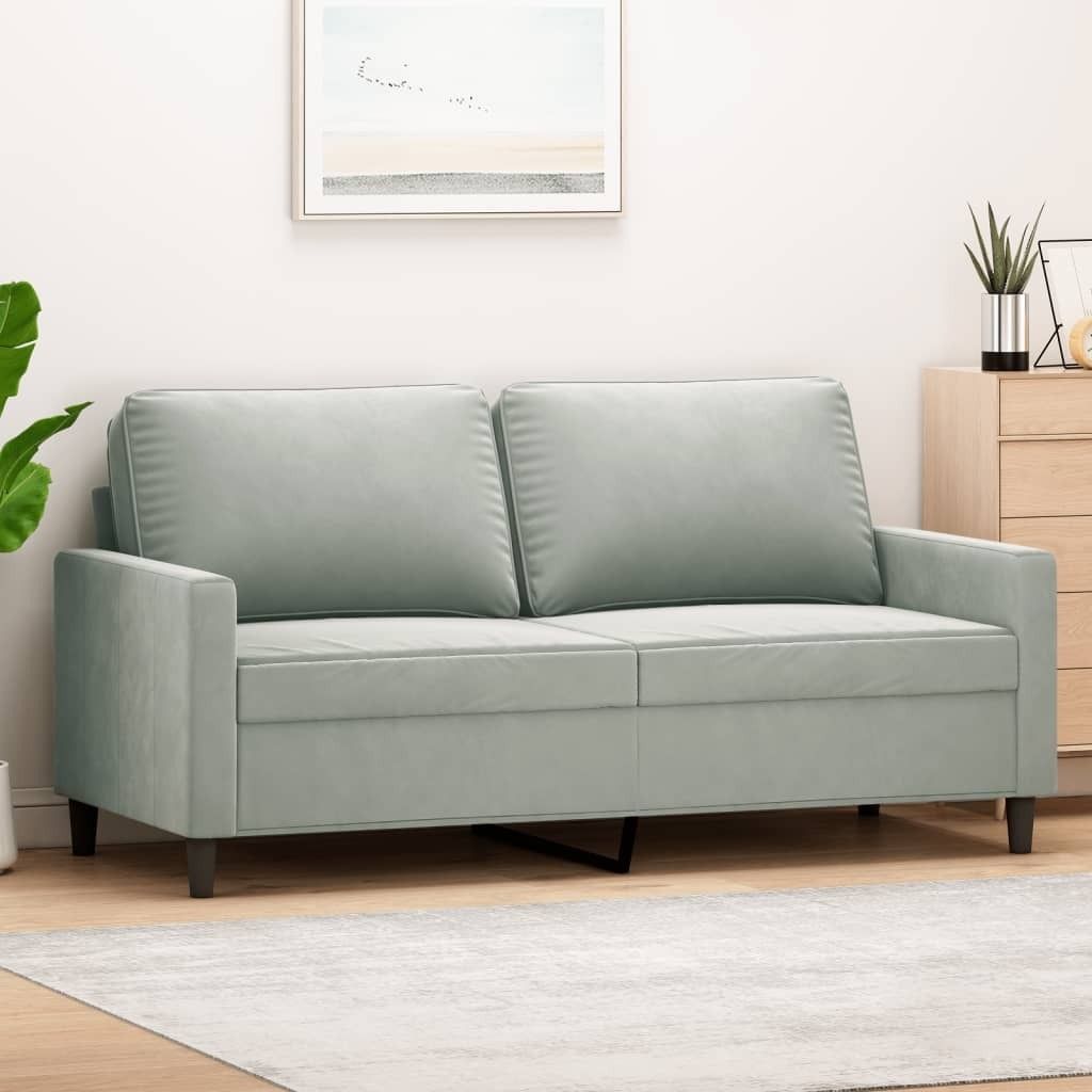 ZMH 2-Sitzer-Sofa Hellgrau 140 cm Samt