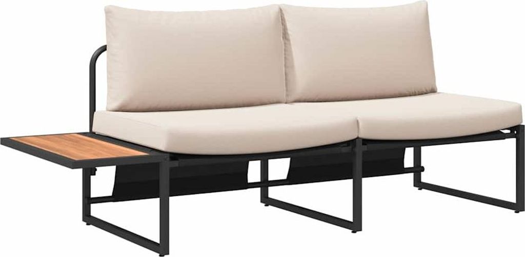 vidaXL Garten-Sofa mit Kissen Taupe 200,5 x 70 x 85,5 cm Stahl