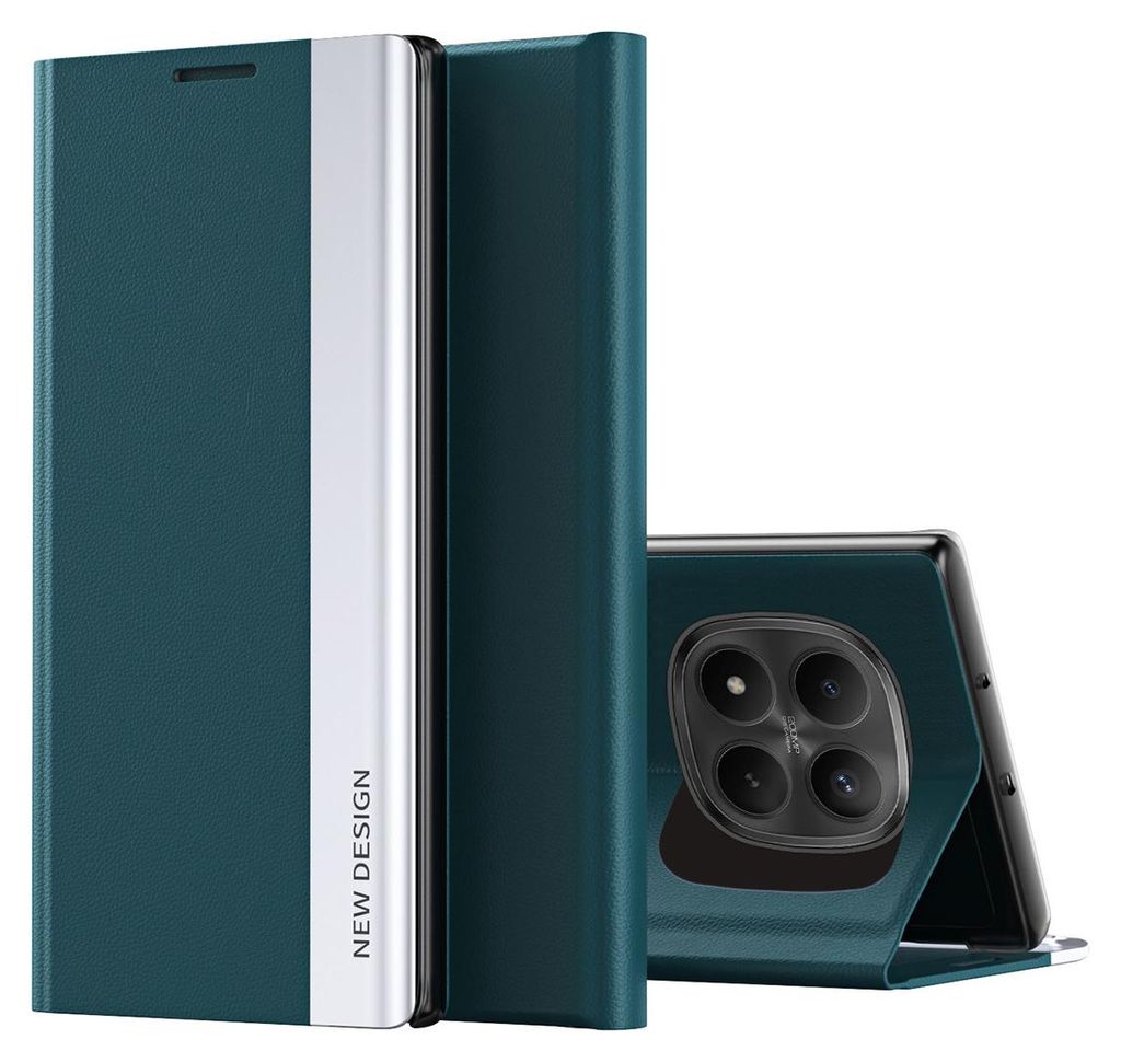 Hülle für Xiaomi Redmi Note 15 Pro 5G, Kunstleder Magnetisch Klapp Stand Schutzhülle Grün
