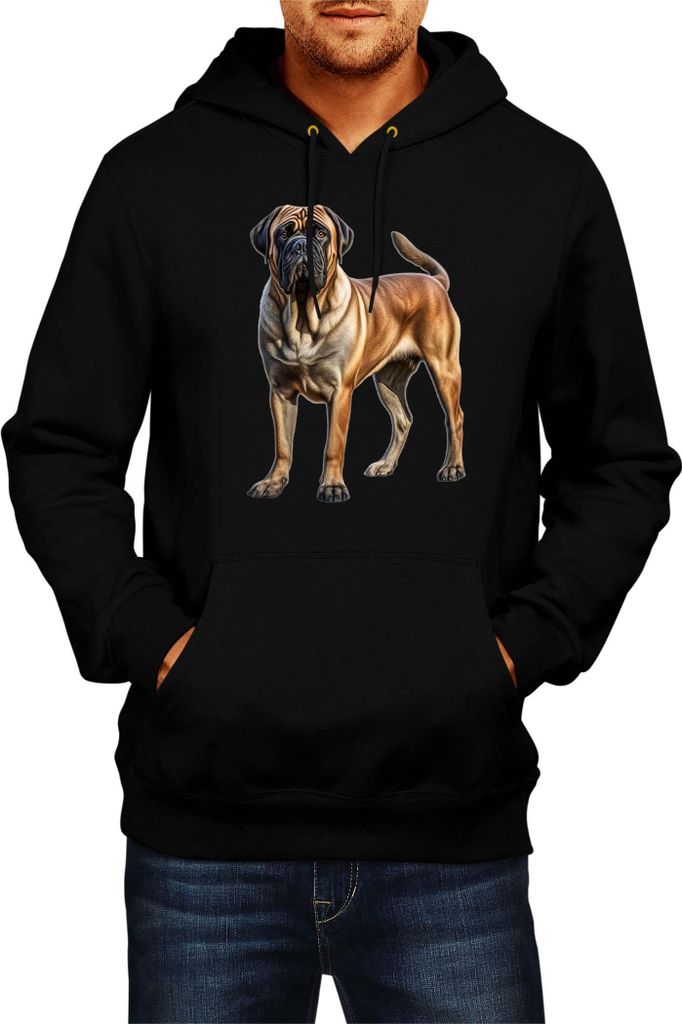 Herren Kapuzenpullover Dogs Breeds English Mastiff Dog Breed 006, Man 2XL / Schwarz