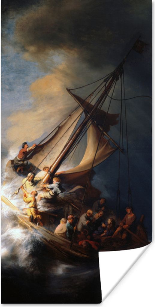 Poster - Der Sturm auf dem See Genezareth - Rembrandt van Rijn - 75x150 cm