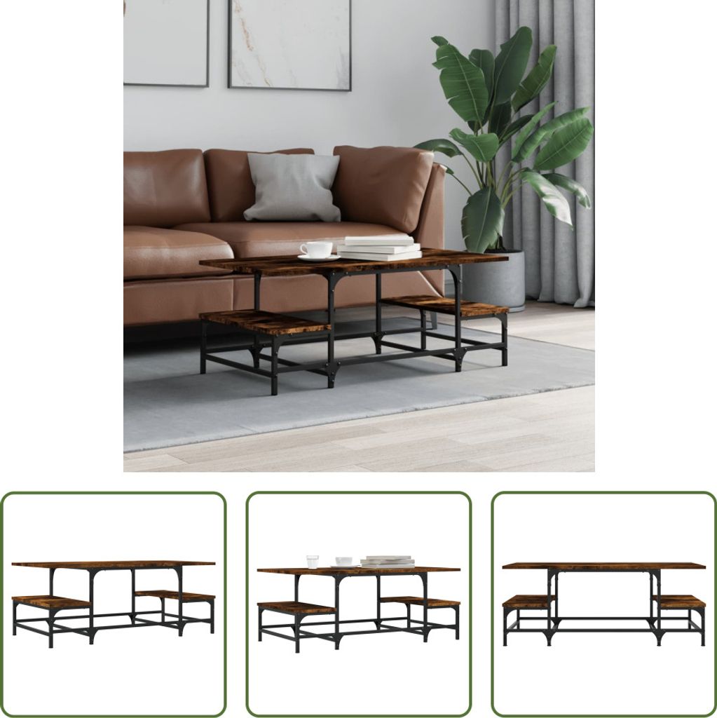 The Living Store Couchtisch Räuchereiche 100x50,5x40 cm Holzwerkstoff
