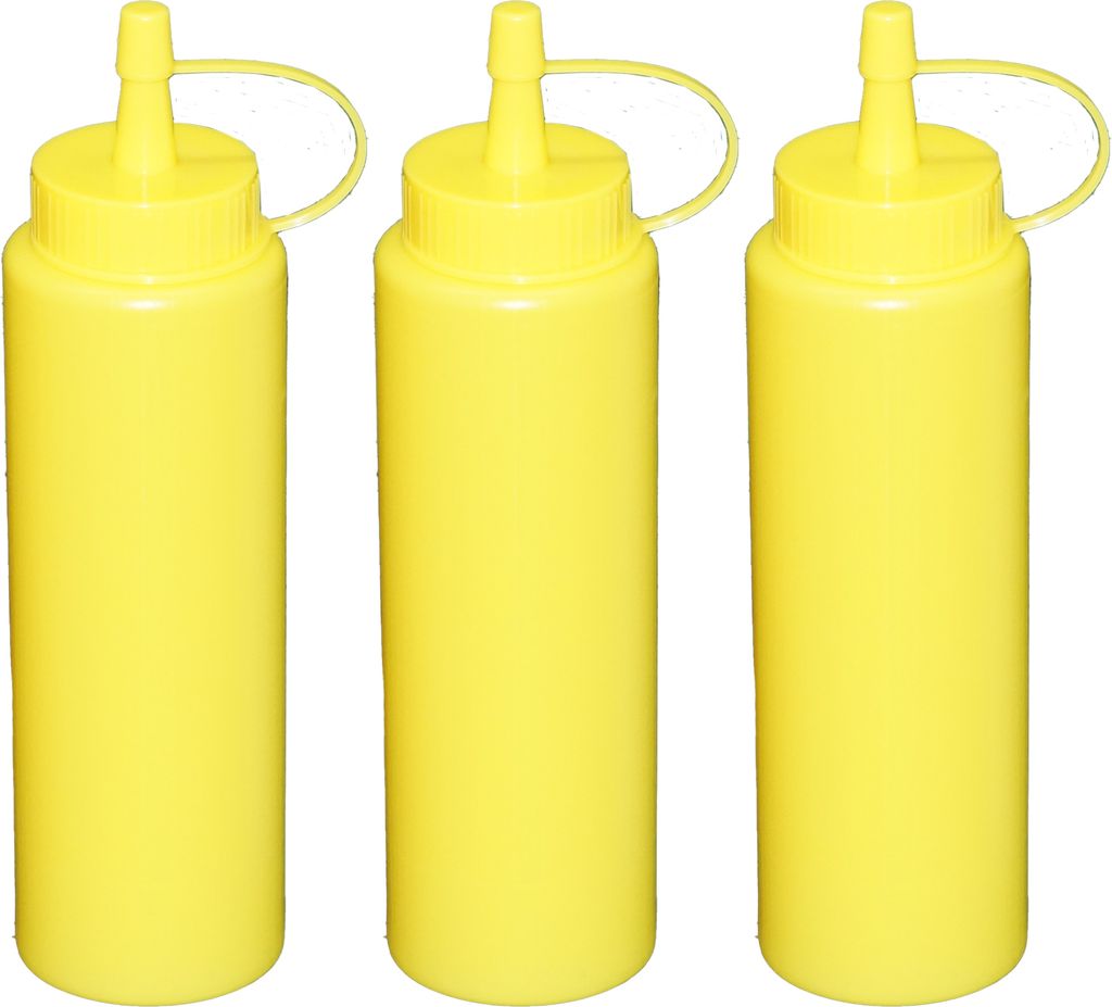 3 Stück gelb Quetschflaschen 0,26 Liter Dosierflasche Spenderflasche Dressingflasche