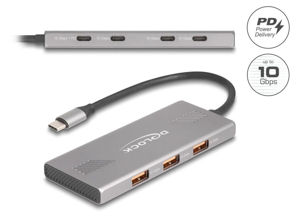 Delock - Hub - 10 Gbps, with Power Delivery 80 Watt - 4 x Produktbild 
