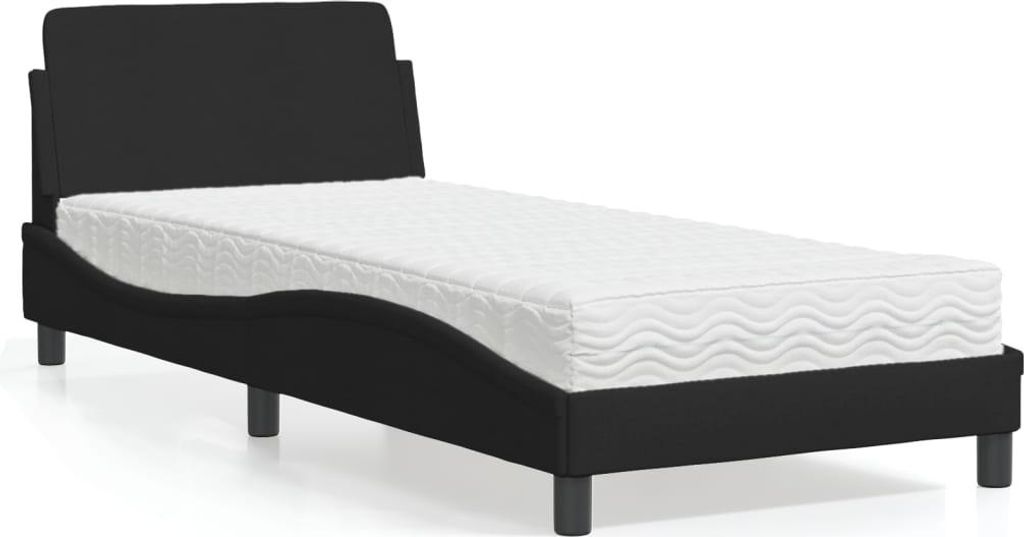 vidaXL Bett mit Matratze "Dover" Schwarz 90x190 cm Stoff Produktbild 