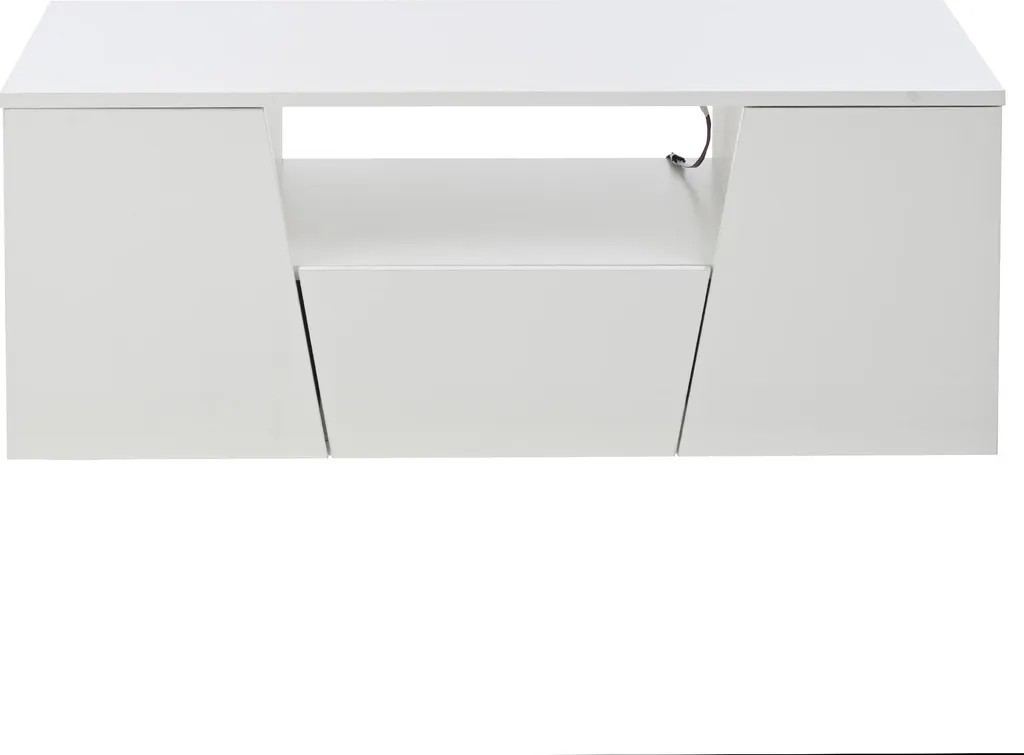 Table à café moderne LED pour salon blanc avec rangements intégrés - 19