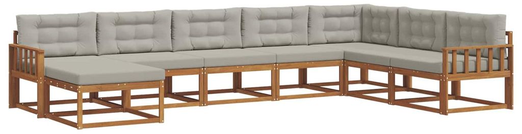 vidaXL Outdoor-Sofagarnitur mit Kissen 8 pcs Natürlich und Hellgrau